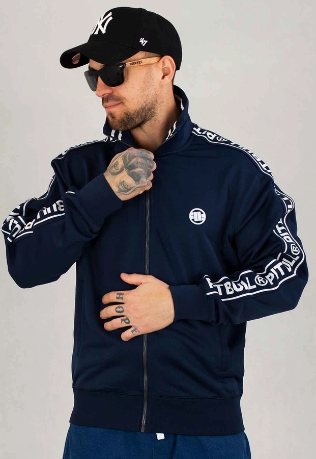 Bluza Pit Bull Bez Kaptura Zip Oldschool Tape Logo granatowa