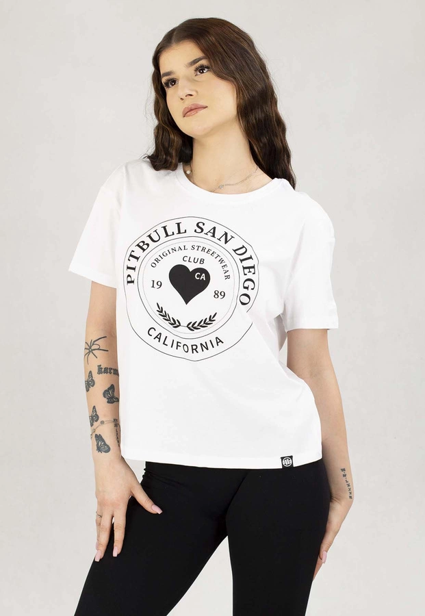 T-Shirt Pit Bull Oversize Heartie biały