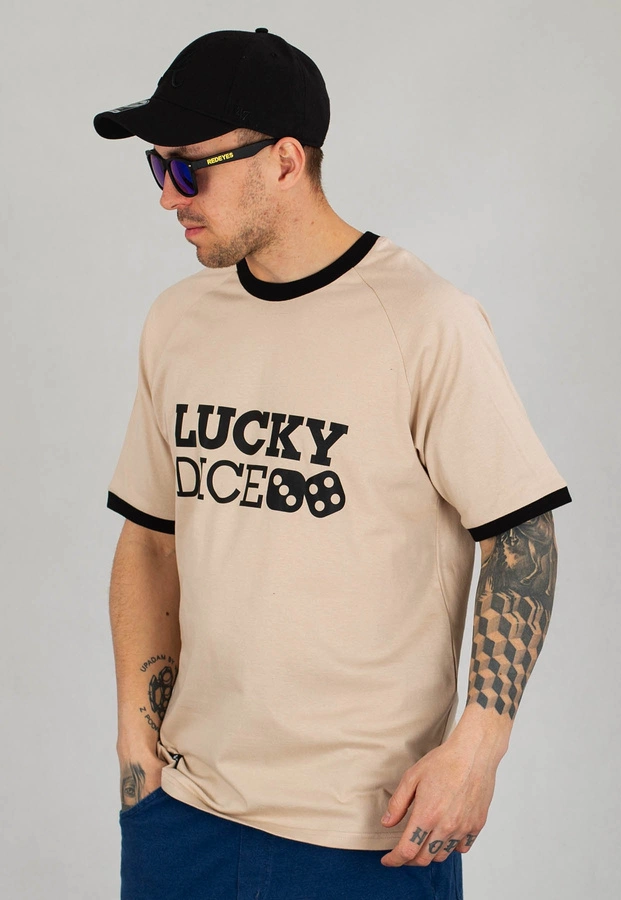 T-shirt Lucky Dice Logo beżowy