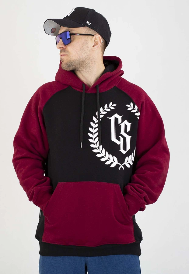 Bluza Ciemna Strefa Z Kapturem CS Reglan czarno bordowa