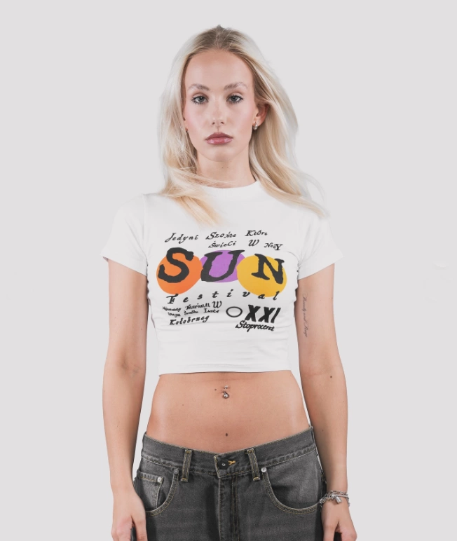 T-shirt Stoprocent Sunfestiwal Baby biały