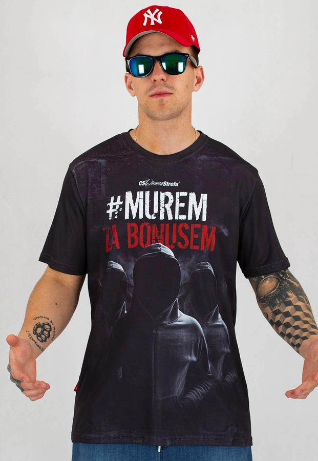 T-shirt Ciemna Strefa Murem Za Bonusem czarny