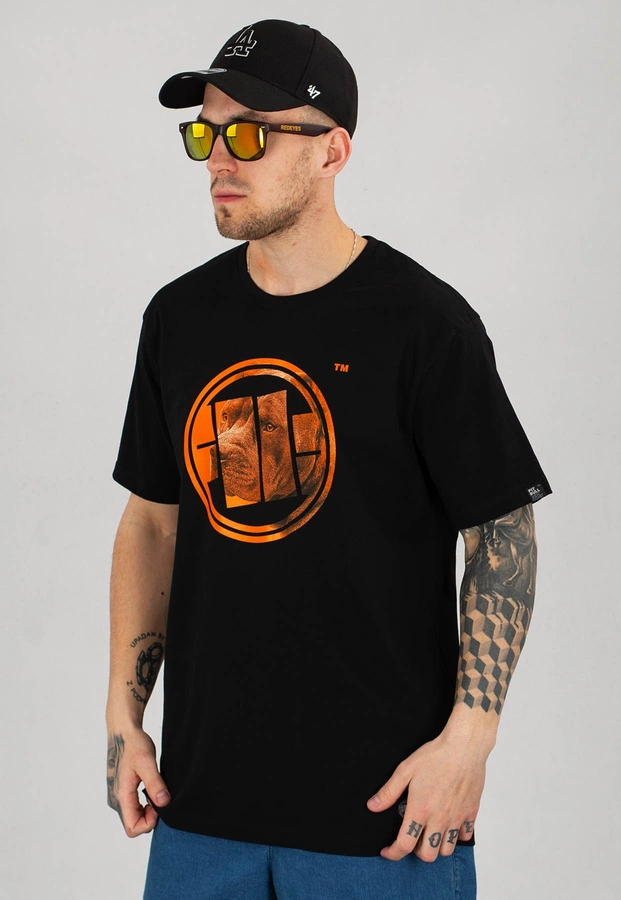 T-shirt Pit Bull Orange Dog czarny