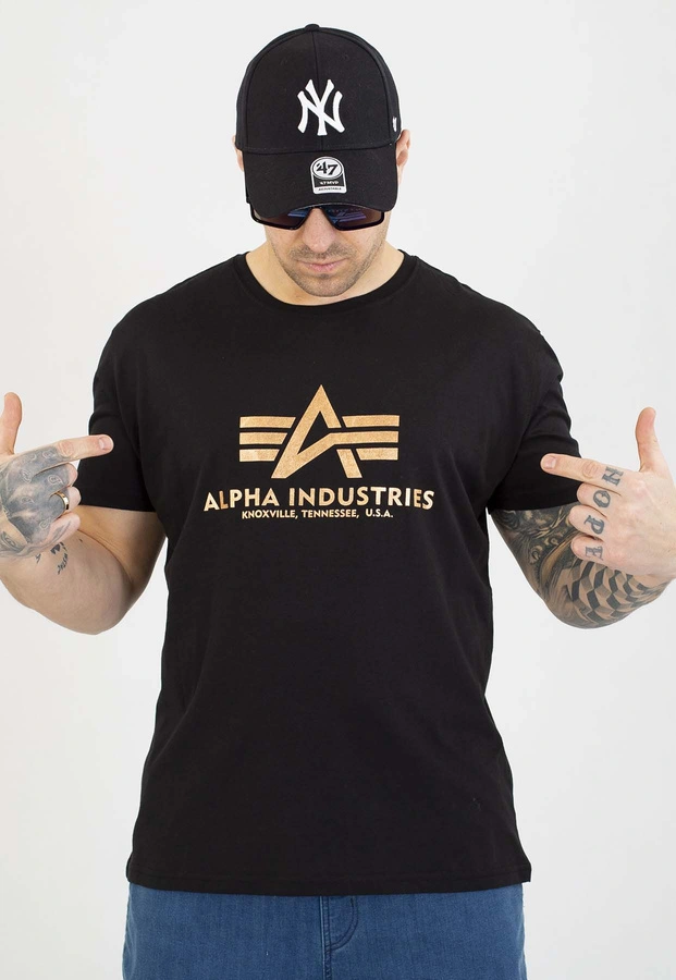 T-shirt Alpha Industries Basic 100501FP czarno złoty