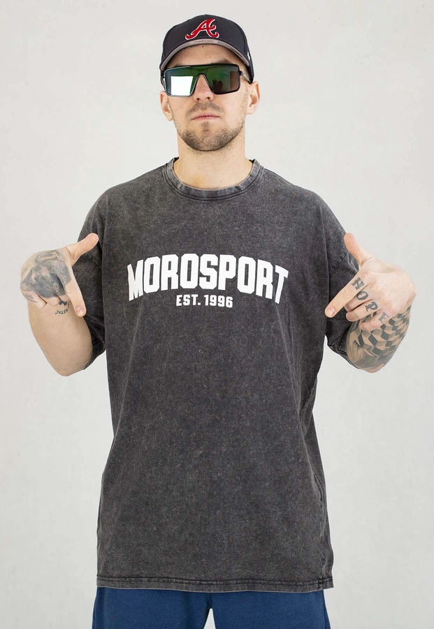 T-shirt Moro Sport College czarny sprany