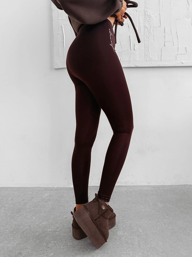 Legginsy Olavoga Solin brązowe