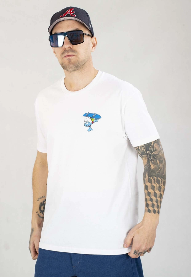 T-shirt Smerfy Skateboard biały