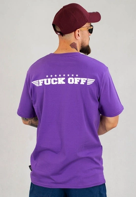 T-shirt Red Eyes Fuck Off fioletowo biały
