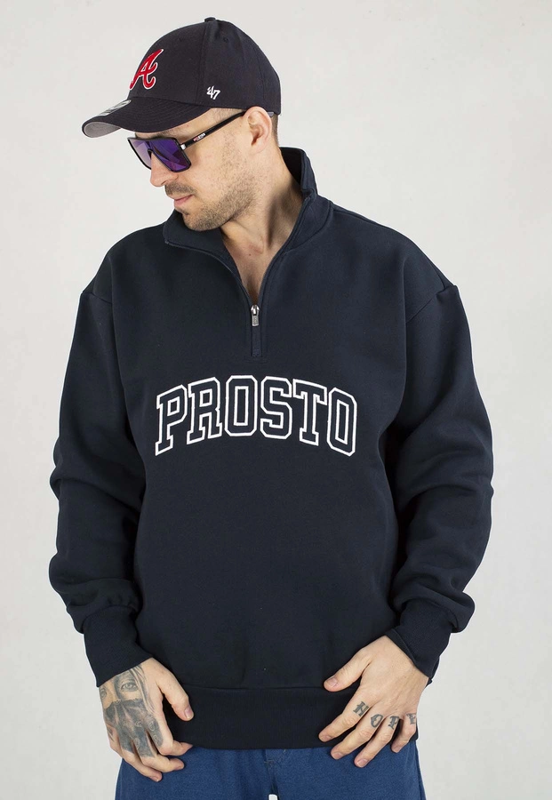 Bluza Prosto Bez Kaptura Mobi Half Zip granatowa