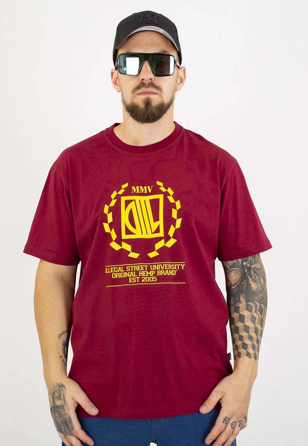 T-shirt Diil Laur bordowo żółty