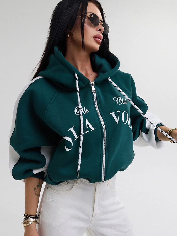 Bluza Olavoga Z Kapturem Zip Ashen Sky zielona