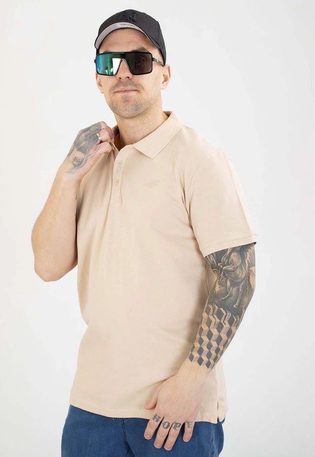 T-shirt Polo 4F M555 beżowy