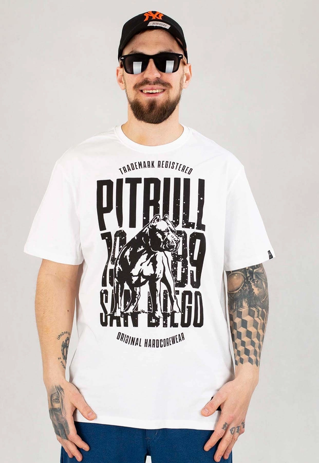 T-shirt Pit Bull San Diego Dog biały