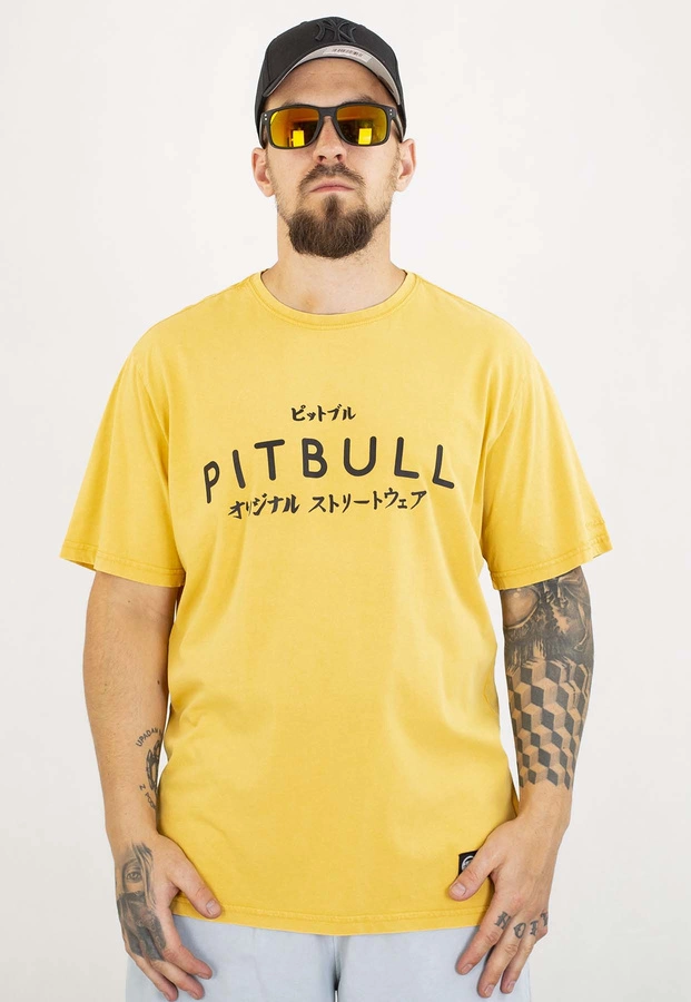 T-shirt Pit Bull Mt.Fuji 190 washed yellow