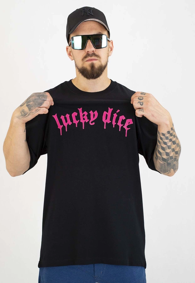 T-shirt Lucky Dice Baggy LD Melt czarno różowy