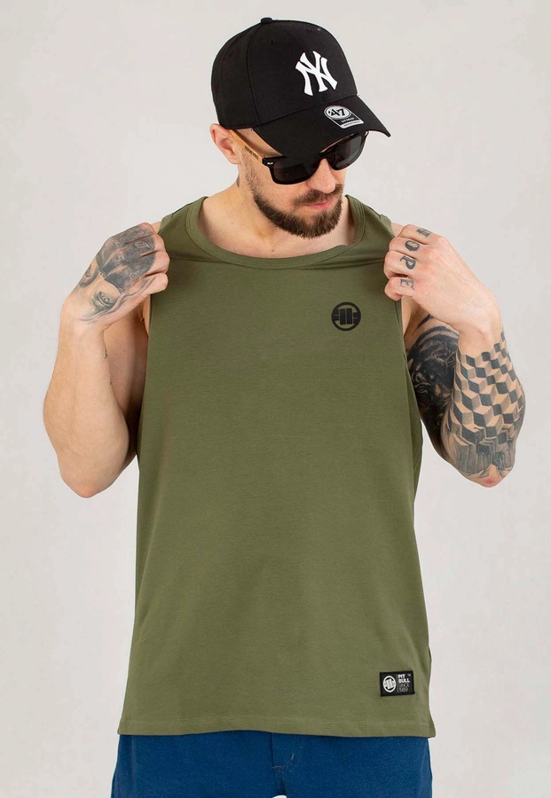 Tank Pit Bull Slim Fit Small Logo oliwkowy