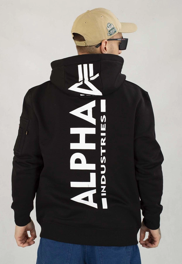 Bluza Alpha Industries Z Kapturem Back Print 178318 czarna