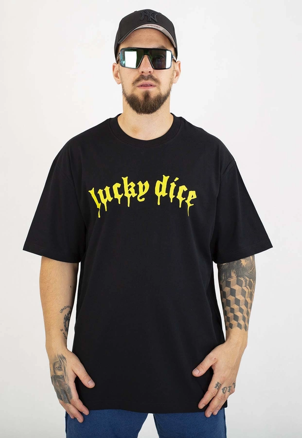 T-shirt Lucky Dice Baggy LD Melt czarno limonkowy