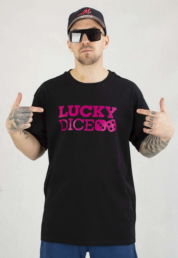 T-shirt Lucky Dice Baggy LD Classic czarno różowy