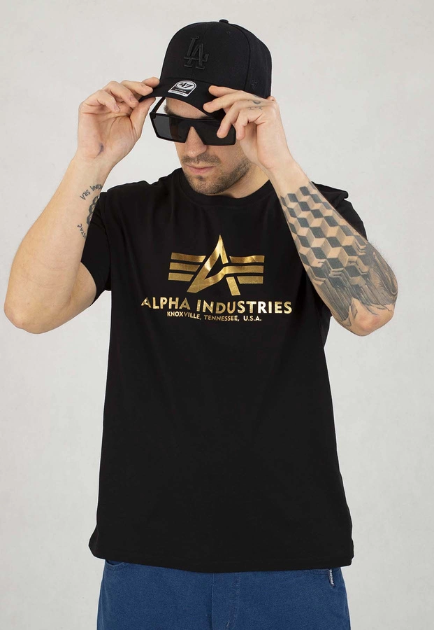 T-shirt Alpha Industries Basic 100501FP czarno złoty