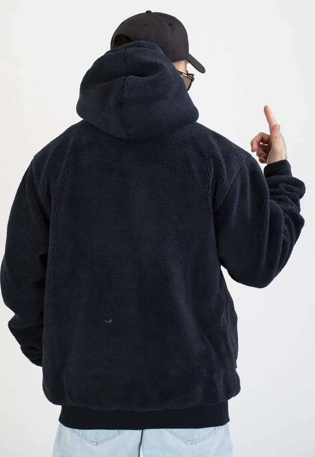 Kurtka Mass Z Kapturem Zimowa ZIP Patch Teddy granatowa