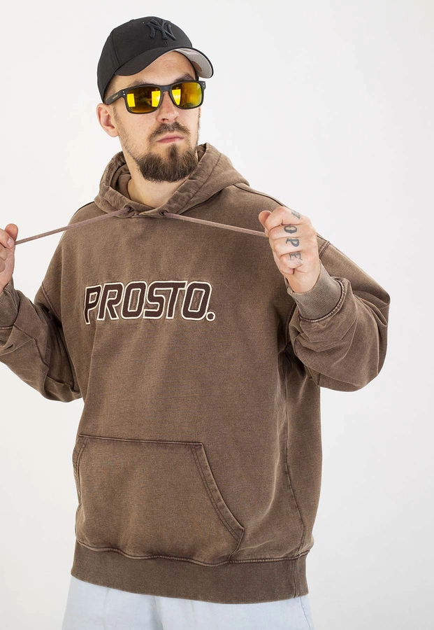 Bluza Prosto Z kapturem Checked ciemno brązowa