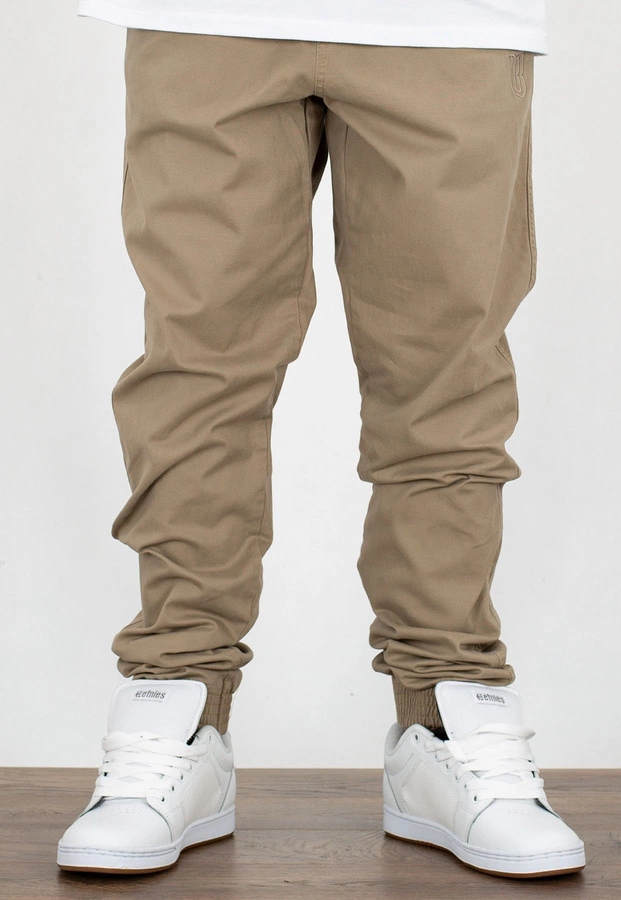 Spodnie B.O.R. Biuro Ochrony Rapu Jogger Fit Guma Strecz Classic BORCrew Outline beżowe