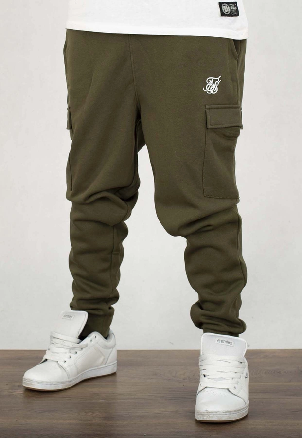 Dresy SikSilk Essentials Cargo Joggers SS-24866 khaki