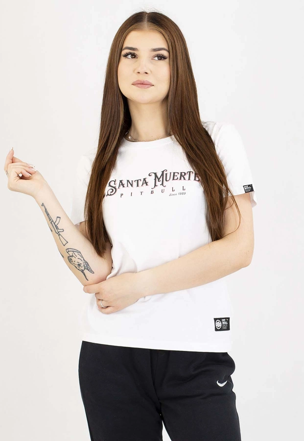 T-Shirt Pit Bull Santa Muerte rose white