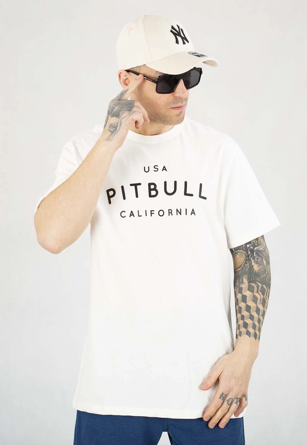 T-shirt Pit Bull Garment Washed USA Cal biały