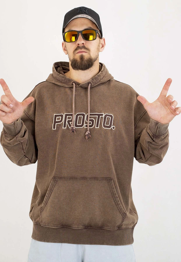 Bluza Prosto Z kapturem Checked ciemno brązowa