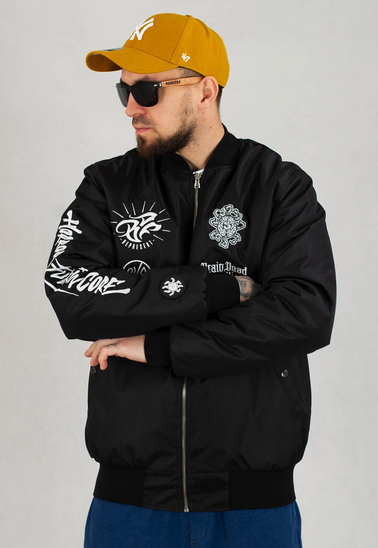 【未使用品】BRAIN DEAD ボンバージャケット Kurtka Brain Dead Familia Zimowa Horror FC czarna - MEMBRANA.PL