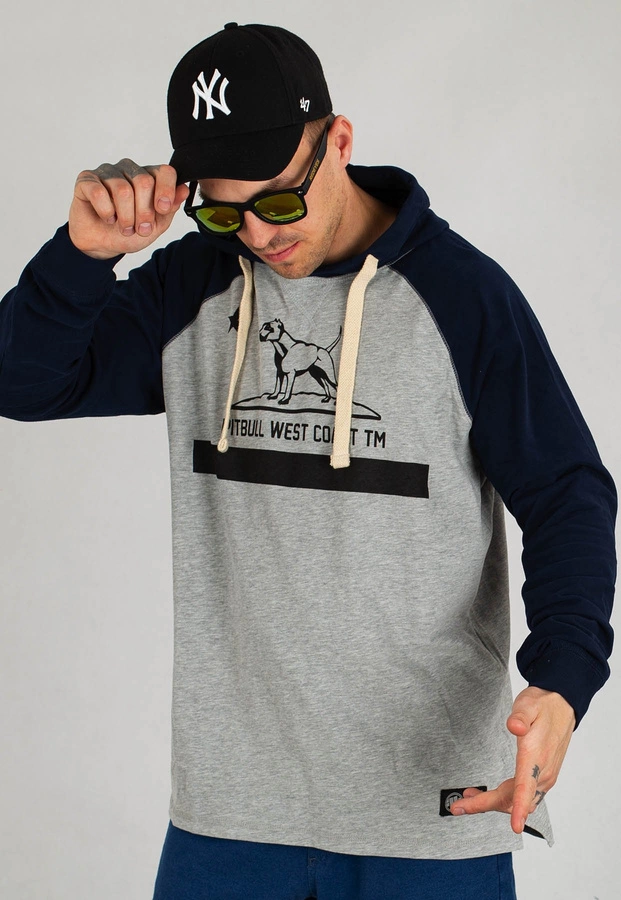 Longsleeve Pit Bull Garment Washed Raglan California szaro granatowy