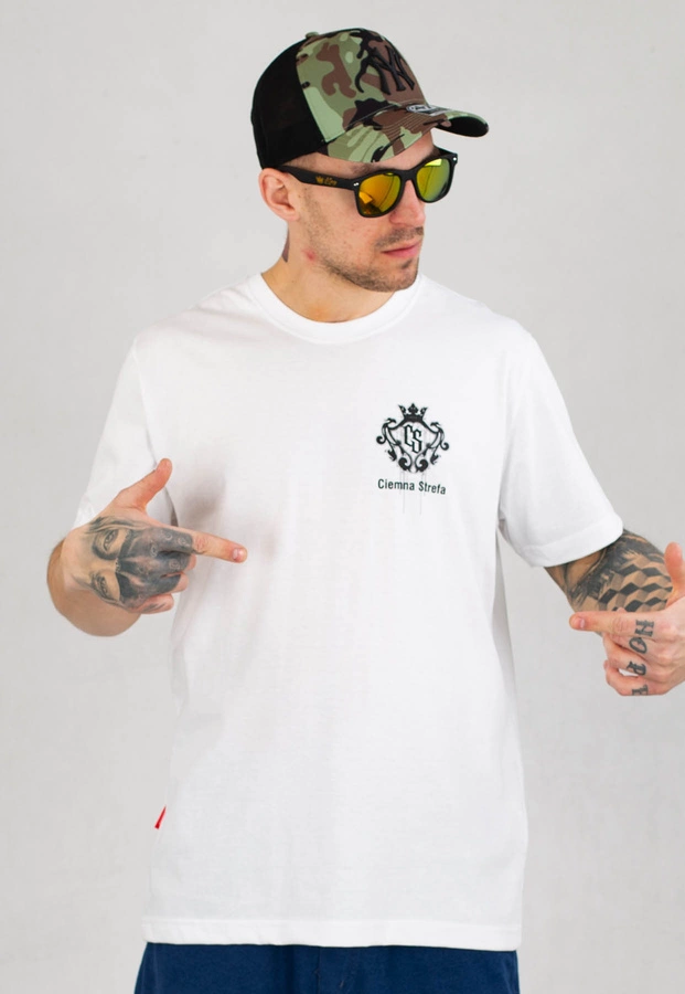 T-shirt Ciemna Strefa Przeciw Bezprawiu Tył biały