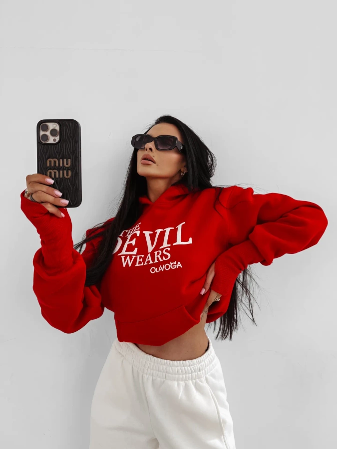 Bluza Olavoga Z Kapturem Sassy Muse czerwona