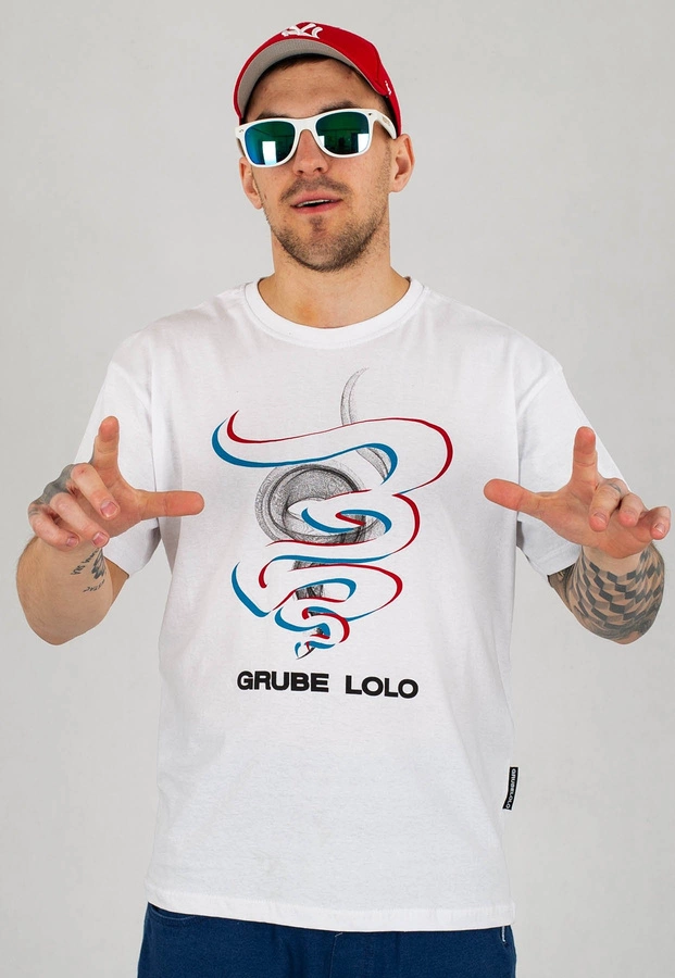 T-shirt Grube Lolo Outline Big biały