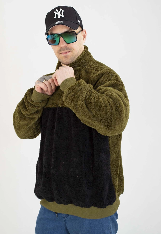 Bluza Jigga Wear Bez Kaptura Sherpa oliwkowo czarna
