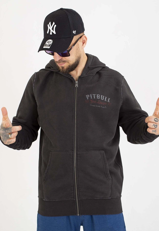 Bluza Pit Bull Z Kapturem ZIP Strenght & Respect washed dark graphite