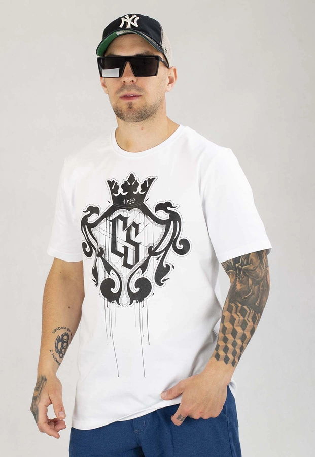 T-shirt Ciemna Strefa CS Duży Herb biało czarny