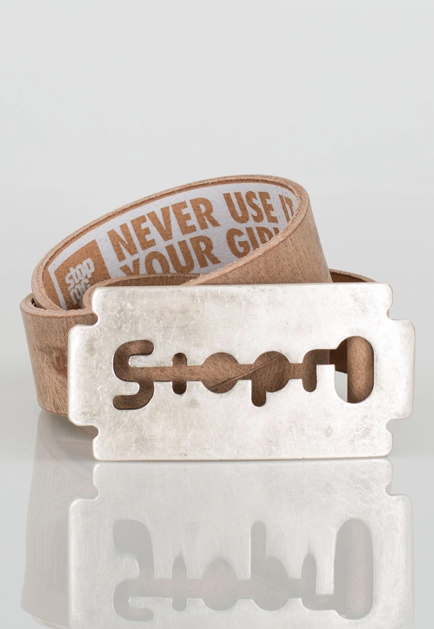 Pasek Stoprocent Razor brązowo srebrny