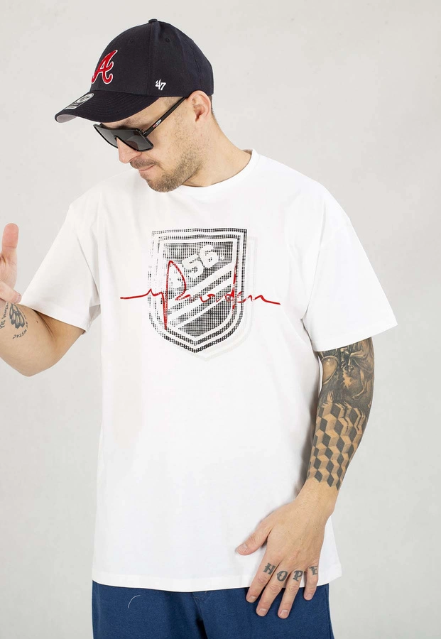 T-shirt Dudek P56 Tętno Shield biały