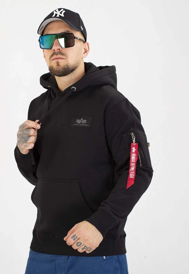Bluza Alpha Industries Z Kapturem Back Print Camo 178318CP czarna camo