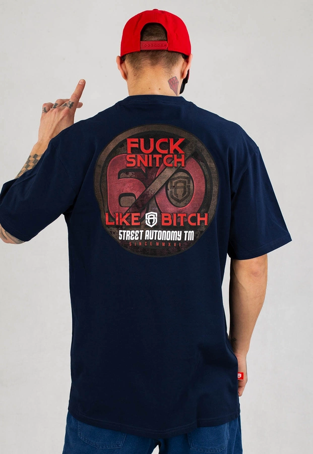 T-shirt Street Autonomy Fuck Snitch granatowy