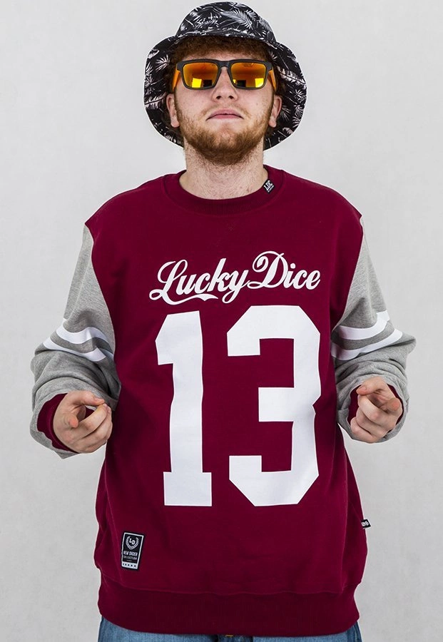 Bluza Lucky Dice Simple 13 bordowo szara