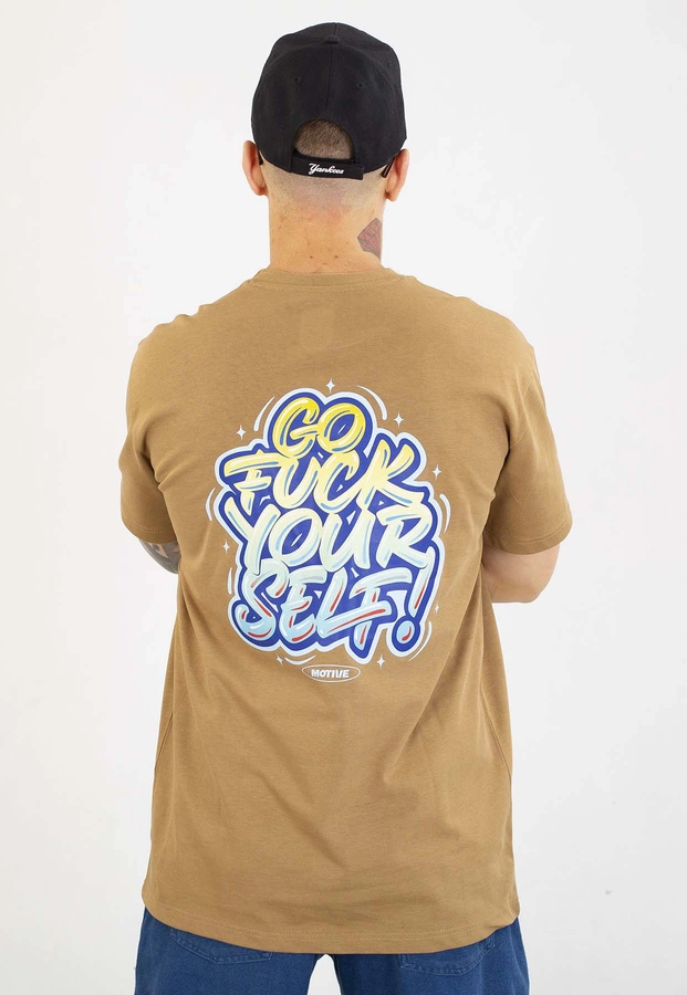 T-shirt Motive Yourself Back beżowy