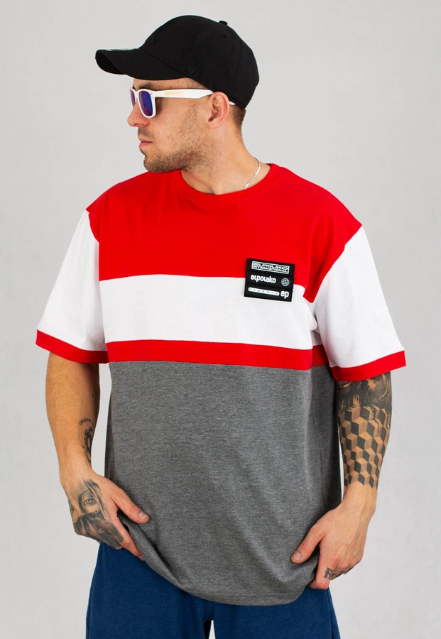 T-shirt El Polako Horizontal Cut czerwony