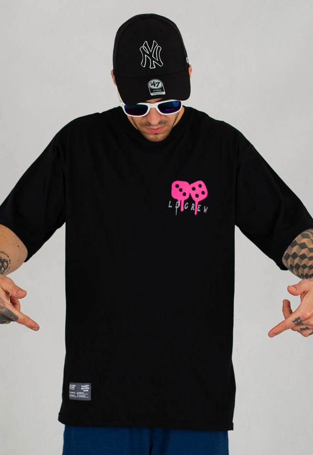 T-shirt Lucky Dice Spray Letters czarny