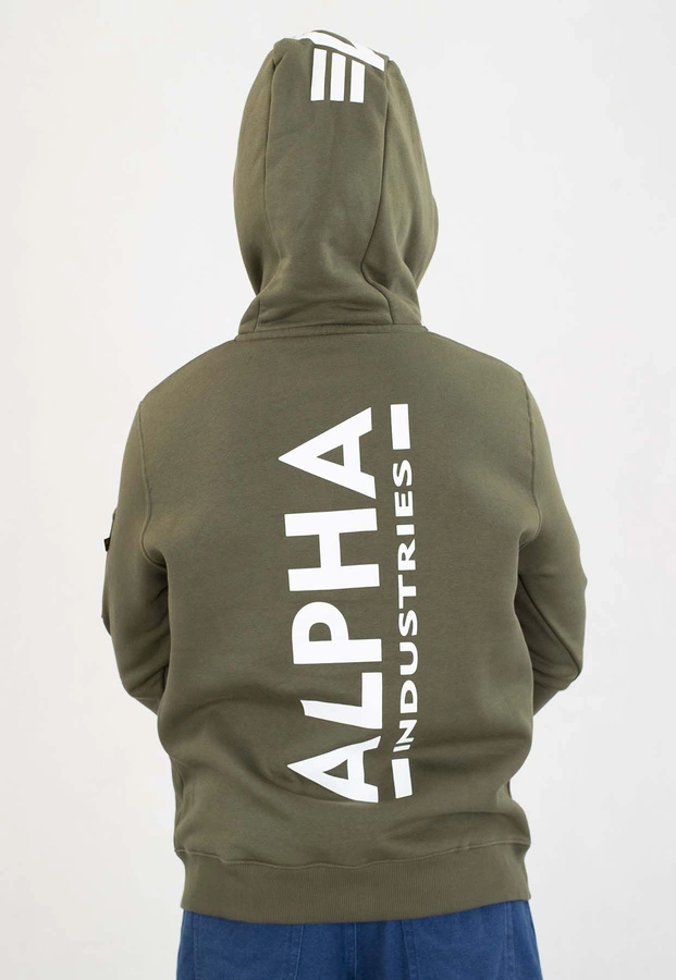 Bluza Alpha Industries ZIP Z Kapturem Back Print 128342 oliwkowa