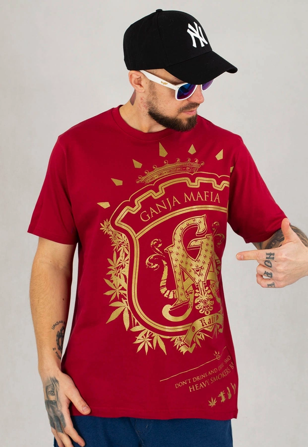 T-shirt Ganja Mafia Herb Big Gold bordowy