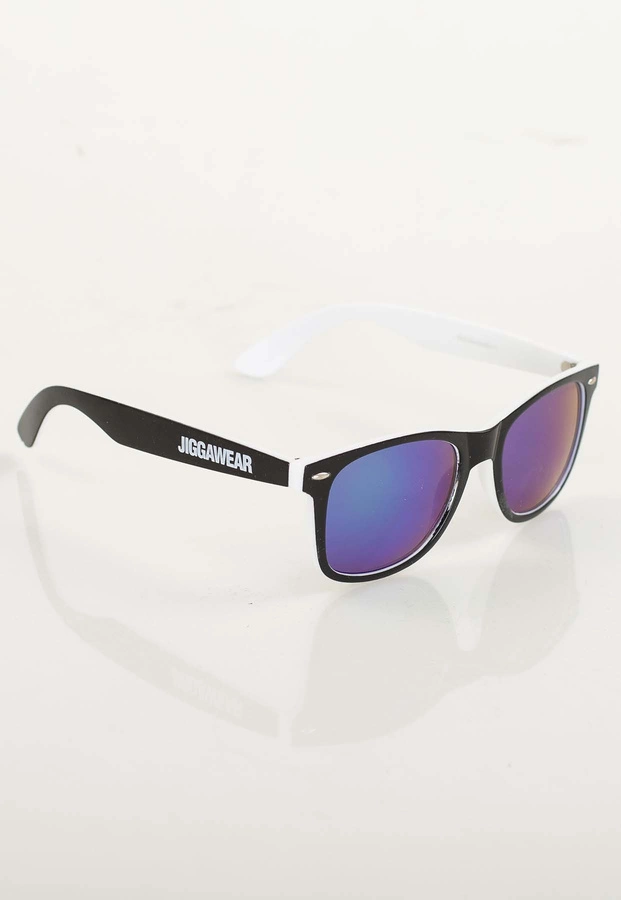 Okulary Jigga Wear Name Contrast Wayfarer Black White Blue Mirror